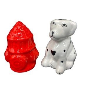 Dalmatian Dog Fire Hydrant Salt and Pepper Shaker Fire Station Fireman